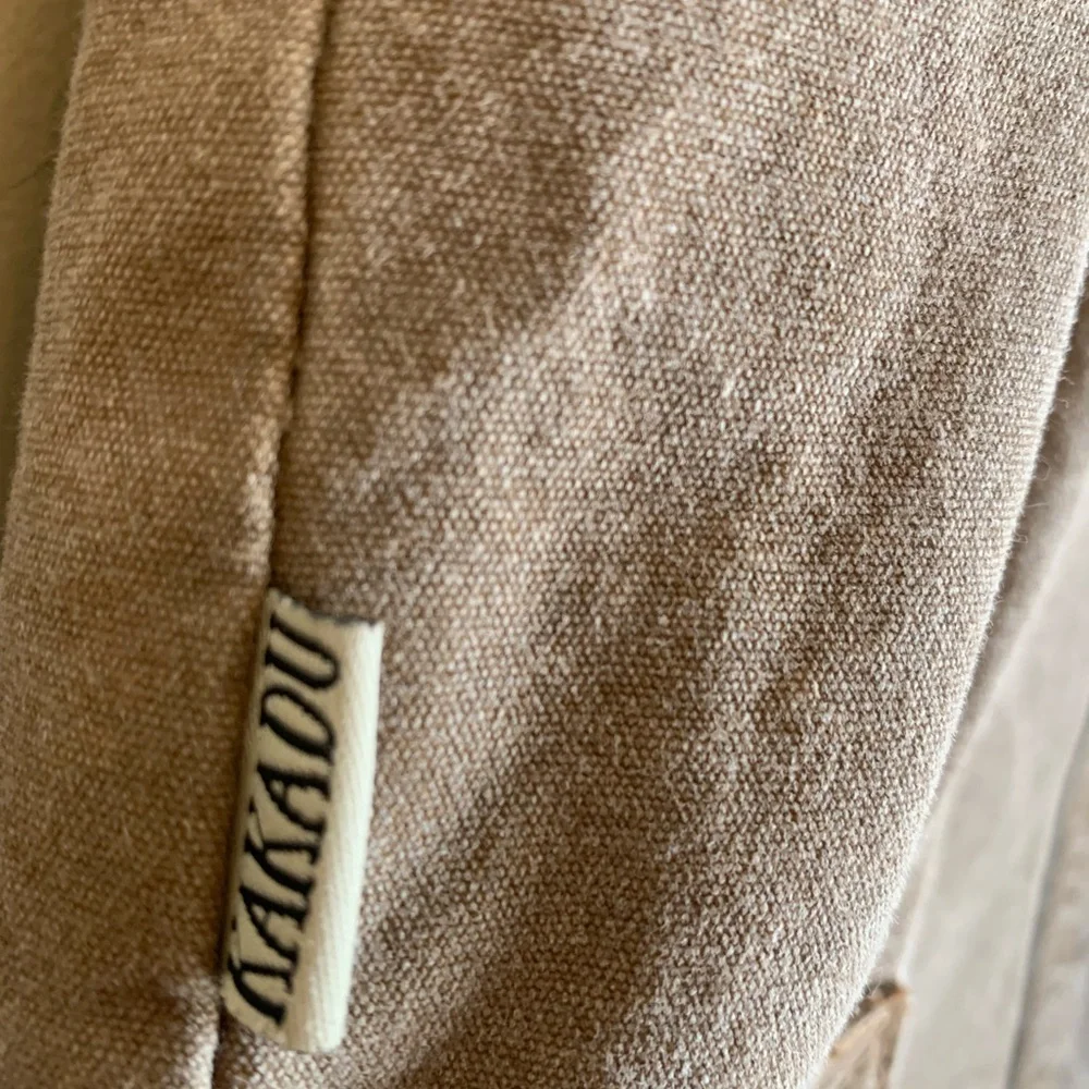 Kakadu Traders Australia Vest Brown Canvas Sherpa Lined  Leather Collar